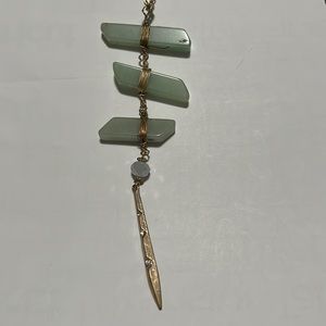 Sage green distressed long necklace